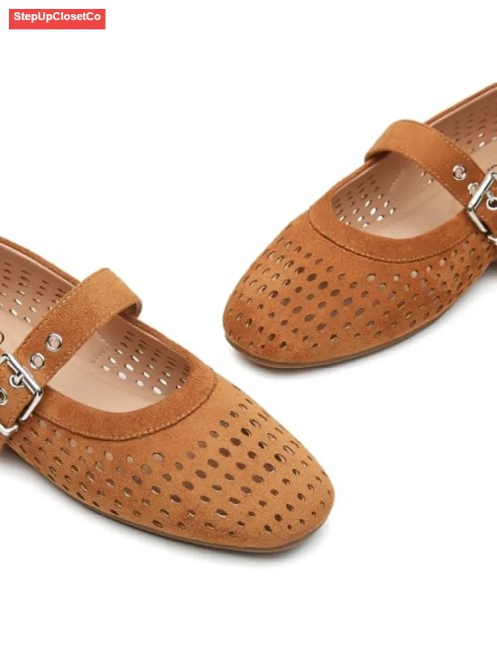 Womens Mary Jane Flats Shoes PU Suede Ballet Flats Memory Foam Cushioned Round